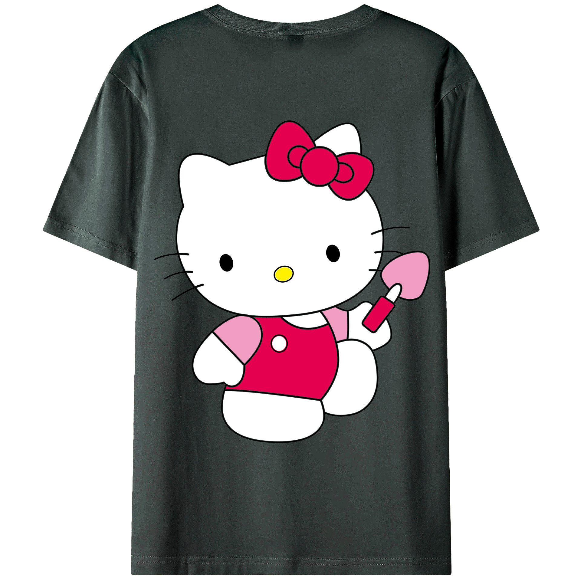 （画像用） Hello Kitty ハローキティ 綿100％ メンズ半袖Tシャツ（バックプリント） 通気性
